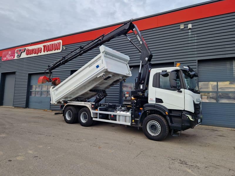 IVECO X-WAY 480 BI-BENNE + GRUE / INTARDER